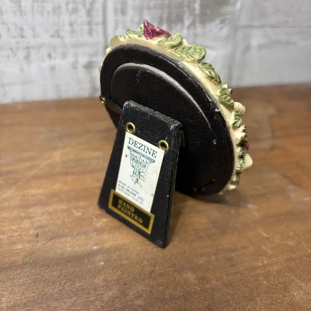 Vintage 3D Multicolor Floral Oval Photo Frame